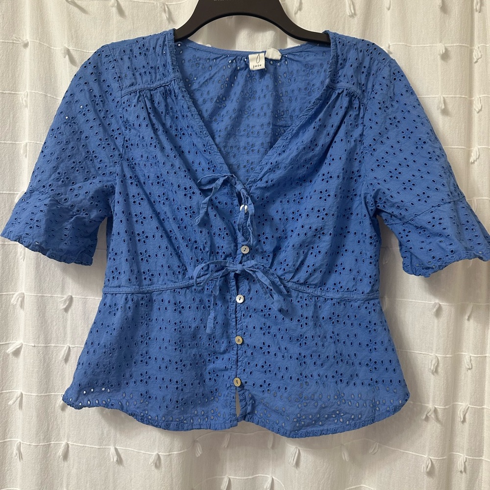 Joie Azure Eyelet Button-Up Blouse